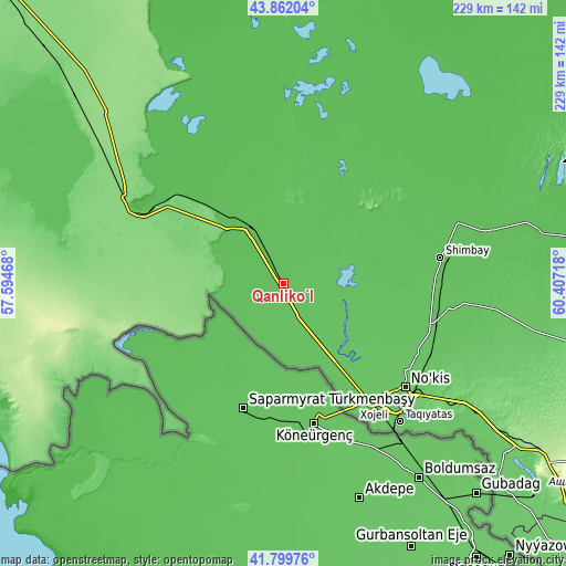 Topographic map of Qanliko‘l