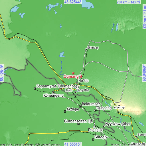 Topographic map of Oqmang‘it