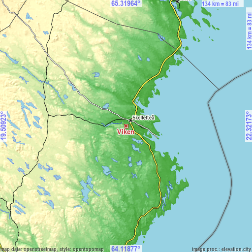 Topographic map of Viken