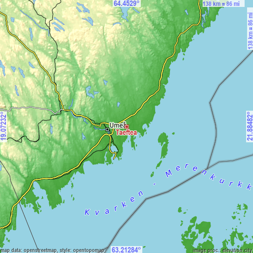 Topographic map of Täfteå