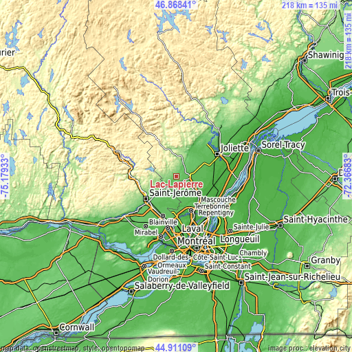 Topographic map of Lac-Lapierre