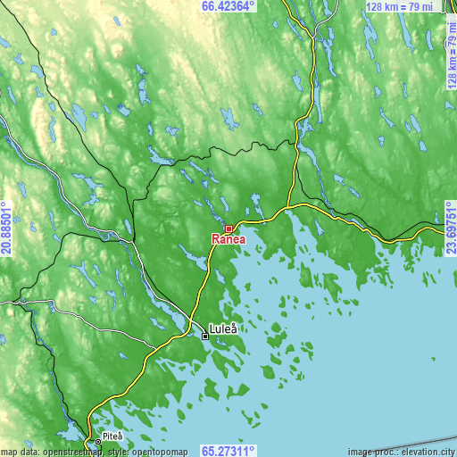 Topographic map of Råneå