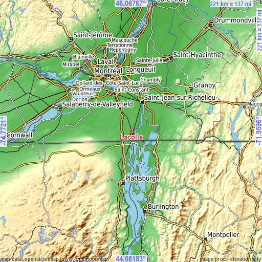 Topographic map of Lacolle