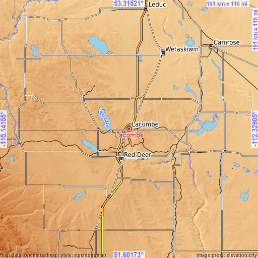 Topographic map of Lacombe