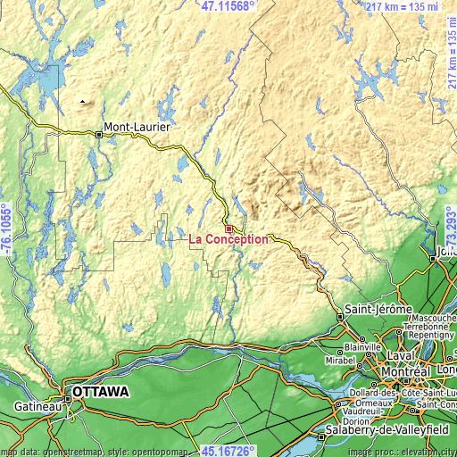Topographic map of La Conception