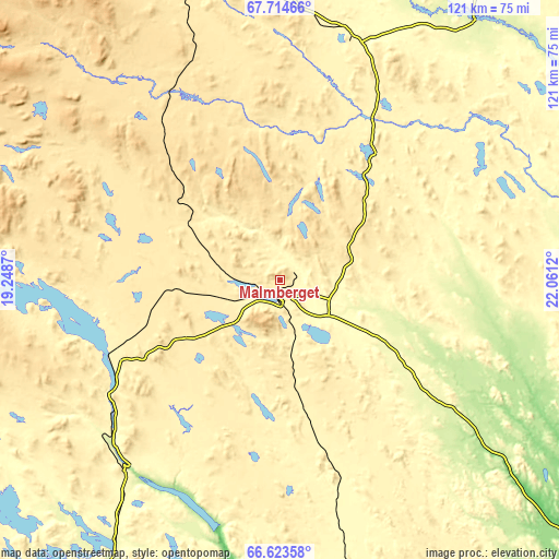 Topographic map of Malmberget
