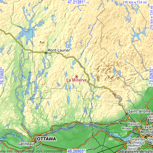 Topographic map of La Minerve