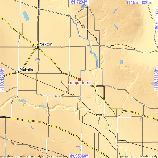 Topographic map of Langenburg