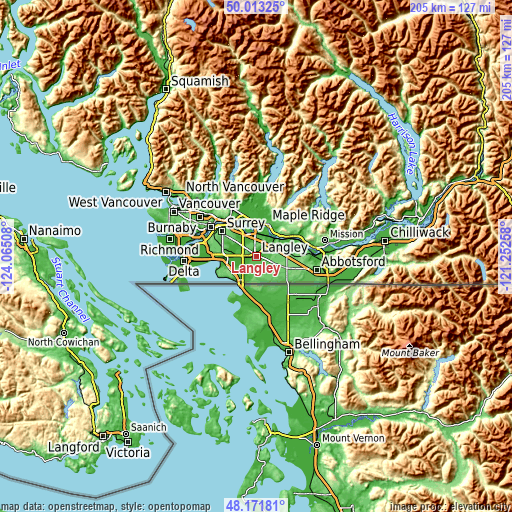 Topographic map of Langley