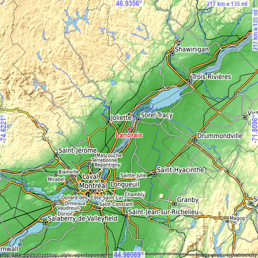 Topographic map of Lanoraie