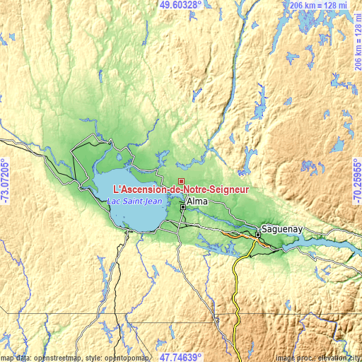 Topographic map of L'Ascension-de-Notre-Seigneur