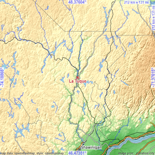 Topographic map of La Tuque