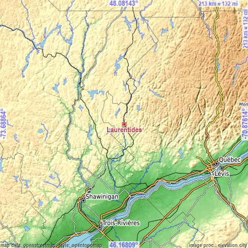 Topographic map of Laurentides