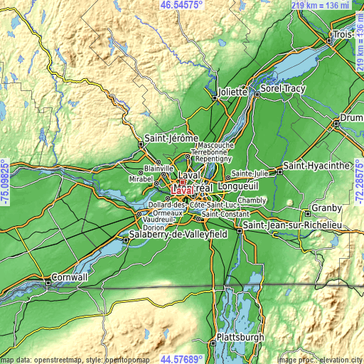 Topographic map of Laval
