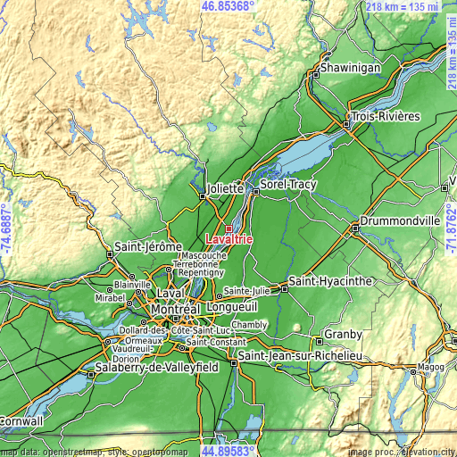 Topographic map of Lavaltrie