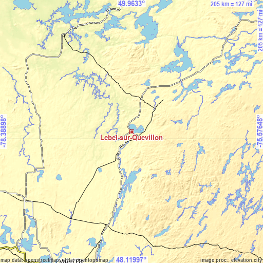 Topographic map of Lebel-sur-Quévillon