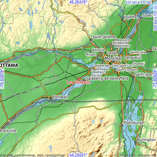 Topographic map of Les Coteaux