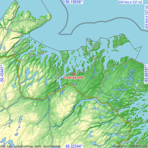 Topographic map of Lewisporte