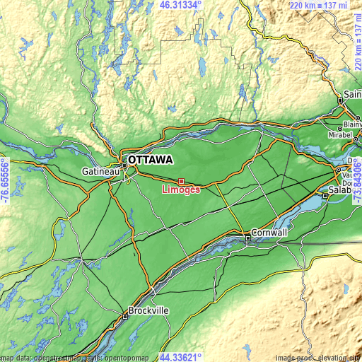 Topographic map of Limoges