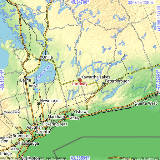 Topographic map of Lindsay
