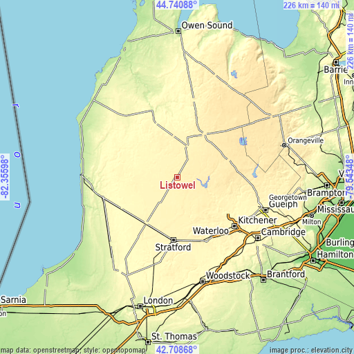 Topographic map of Listowel