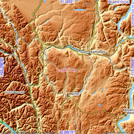 Topographic map of Logan Lake