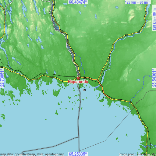 Topographic map of Haparanda