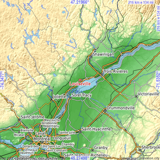 Topographic map of Louiseville
