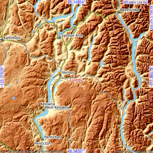 Topographic map of Lumby