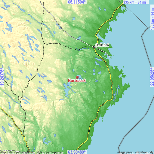 Topographic map of Burträsk