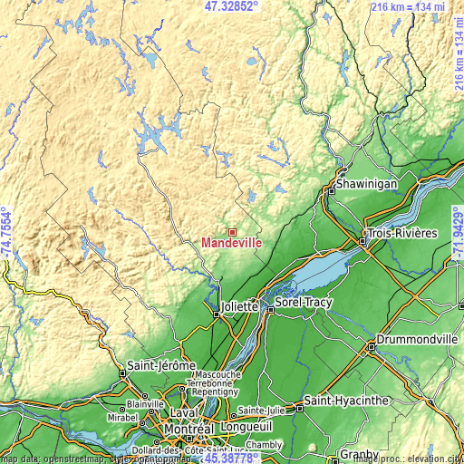 Topographic map of Mandeville