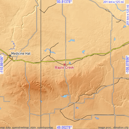 Topographic map of Maple Creek