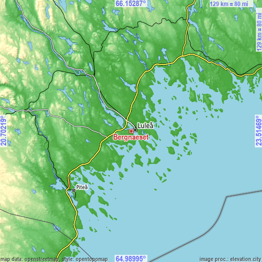 Topographic map of Bergnäset