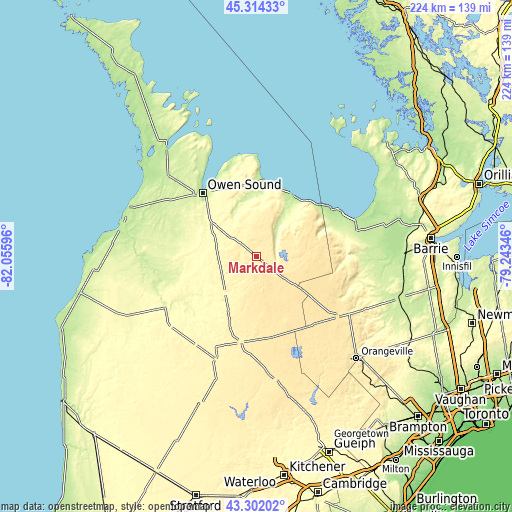 Topographic map of Markdale