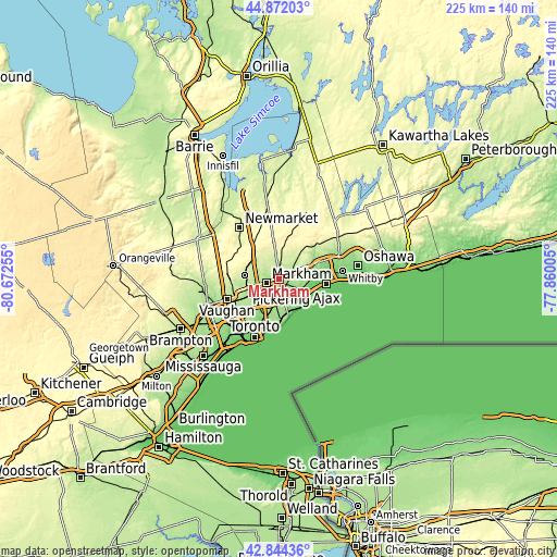 Topographic map of Markham