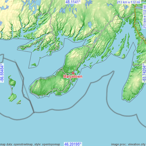 Topographic map of Marystown