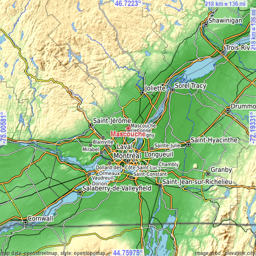 Topographic map of Mascouche