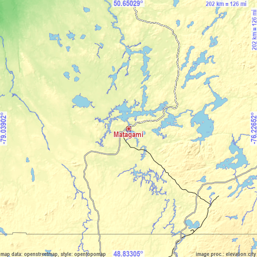 Topographic map of Matagami