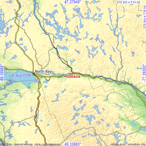Topographic map of Mattawa