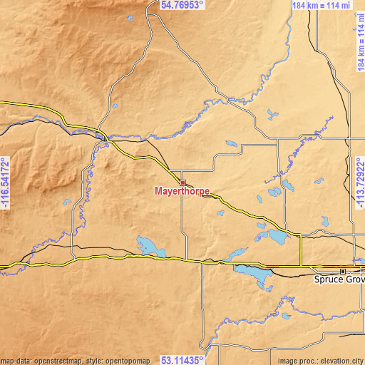 Topographic map of Mayerthorpe