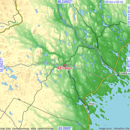 Topographic map of Älvsbyn