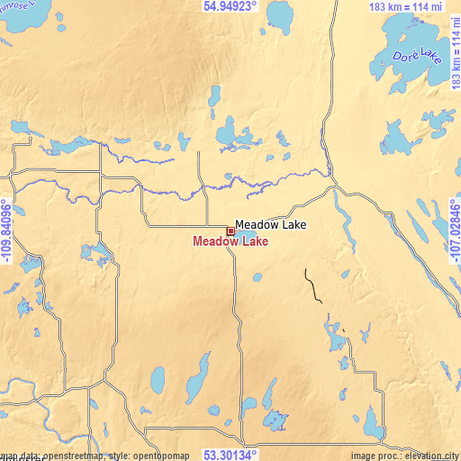 Topographic map of Meadow Lake