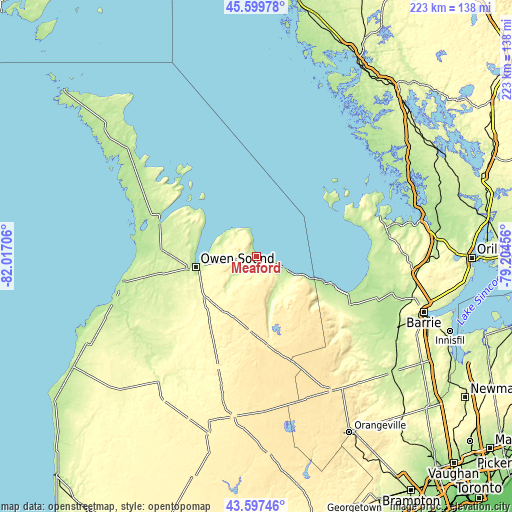 Topographic map of Meaford