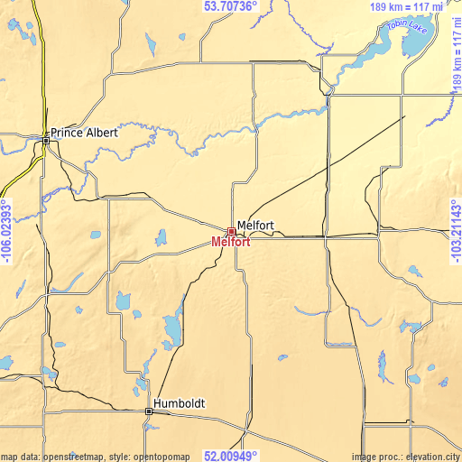 Topographic map of Melfort