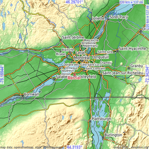 Topographic map of Mercier