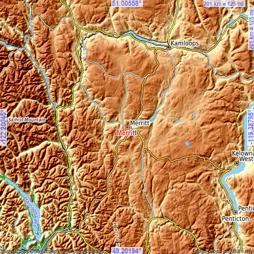 Topographic map of Merritt