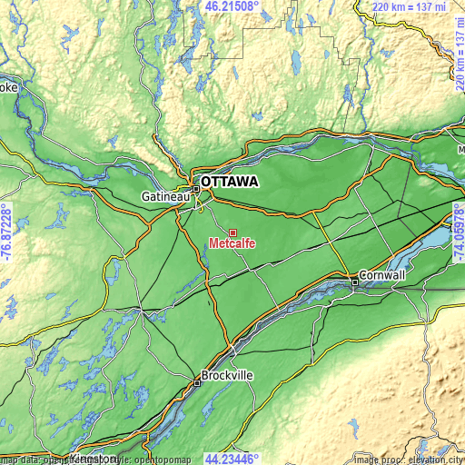 Topographic map of Metcalfe