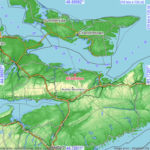 Topographic map of Middleton
