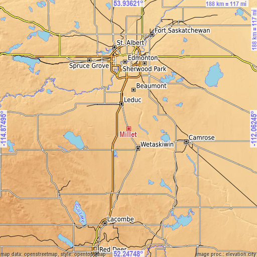 Topographic map of Millet