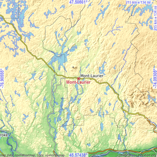 Topographic map of Mont-Laurier